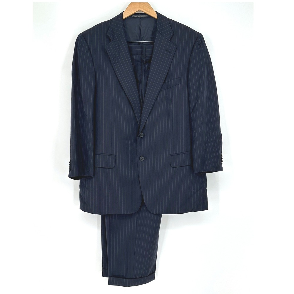 Ermenegildo Zegna Oak Hall Navy Pinstripe Super 100s Wool Suit Switzerland